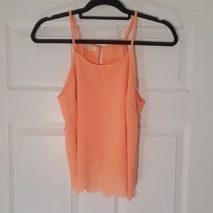 Double Zero Peach Scallop Hem Wrap Cami Tank.